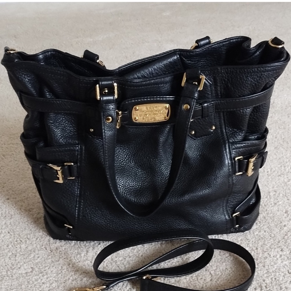Michael Kors Gansevoort Black Large Pebbles Leather Shoulder Bag - Picture 4 of 5